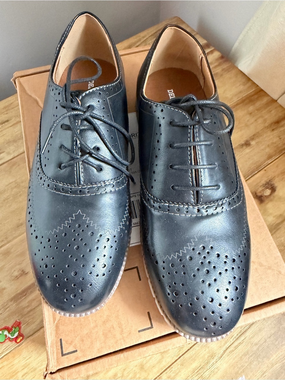 Deer Stags Black Kids Benton Jr. Lace-up Wingtip Dress Fashion Sneaker  NWT Sz 7 - Picture 3 of 8